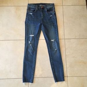 Blank NYC "The Great Jones" High Rise Skinny Jean in Distressed Medium Blue Wash